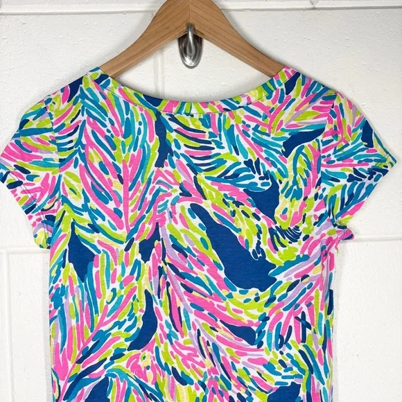 Lilly Pulitzer Palmira Dress Indigo Palm Reader Shift Dress Size Small Blue Pink - Picture 8 of 16